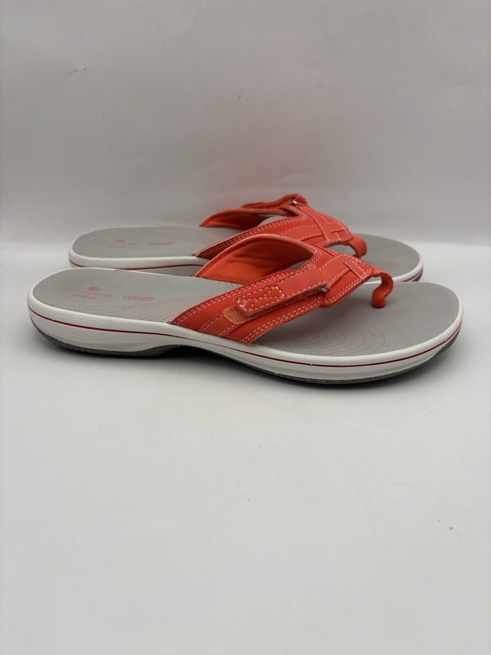 Clarks Cloudsteppers Breeze Sea Coral Flip Flops Women Size 9